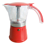 CAFFETTIERA ITALIANA 6 TAZZE ROSSA TRASPARENTE