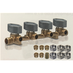 4-way gas valve block Ø 8 mm Cb8 taps