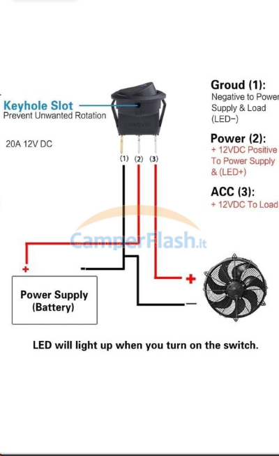 Accessoires et pièces détachées pour caravane camping car HC-181559 - Mini  interrupteur à bascule LED verte - ACHILLES