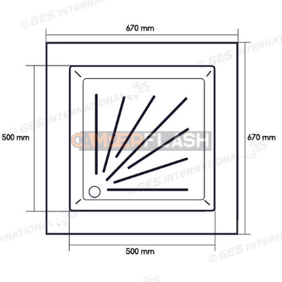Plastic shower tray - 500 x 500 x 80 mm GES - DCP101