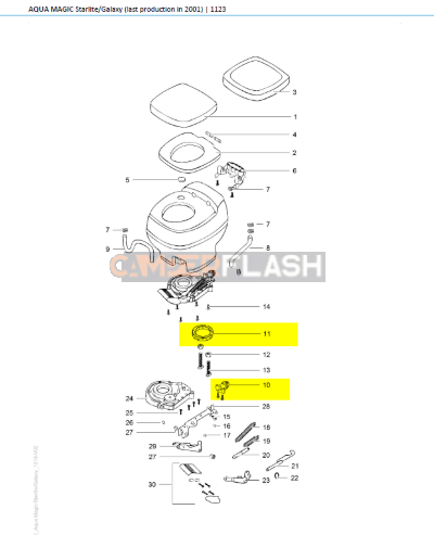 Remplacement de la valve 09868 et du joint de base Galaxy / Starlite Thetford WC