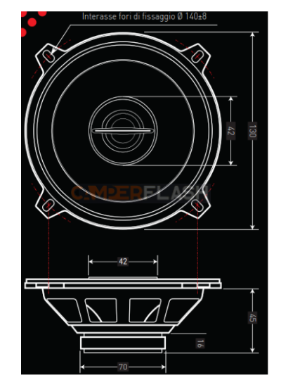 Haut-parleur coaxial 2 voies 130mm - GMA - M2C52