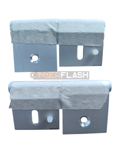 Kit SX/DX (2 pezzi) - Cerniera C12 Anodizzata Argento per Porta/Portellone - 2 sezioni - 48x40 + 43x40 - Rimor e altri