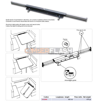 Guida Tavolo 2000 in Alluminio - 95 cm - GUI2000